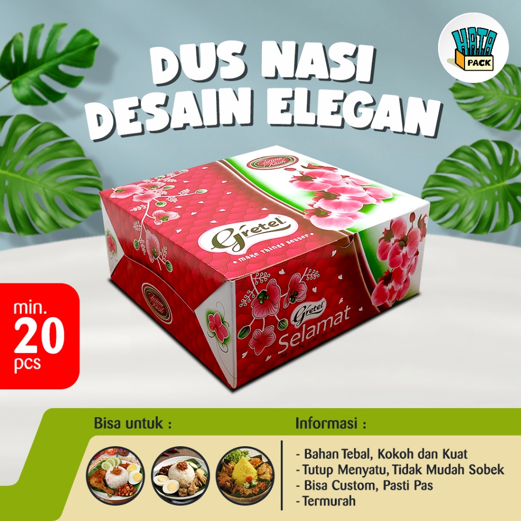Dus Nasi Gretel / Box Nasi Gretel Ukuran 20 x 20 cm / Dus Box Hansel / Dus Kue Surabaya