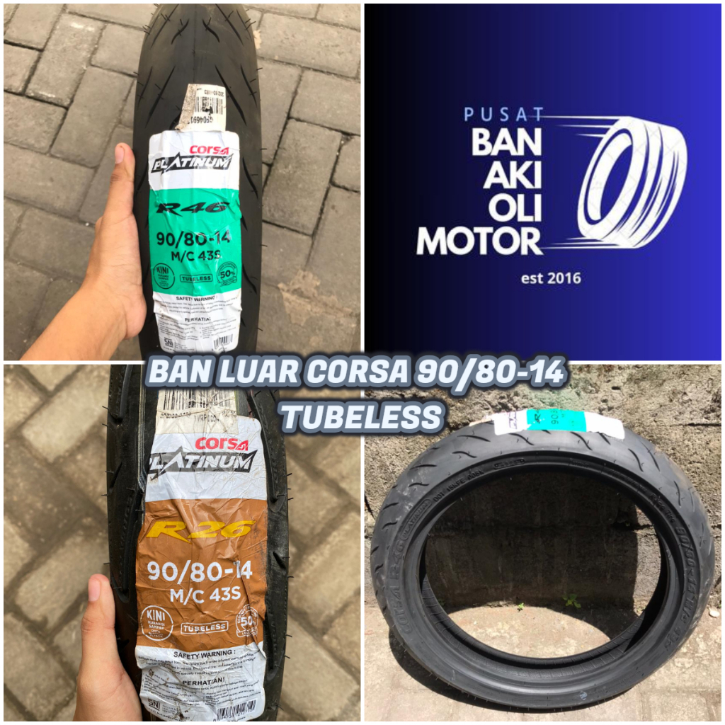 BAN LUAR CORSA R46/R26 90/80 -14 TUBELESS BAN LUAR MATIC || BAN LUAR MOTOR MATIC CORSA R46/R26 90/80