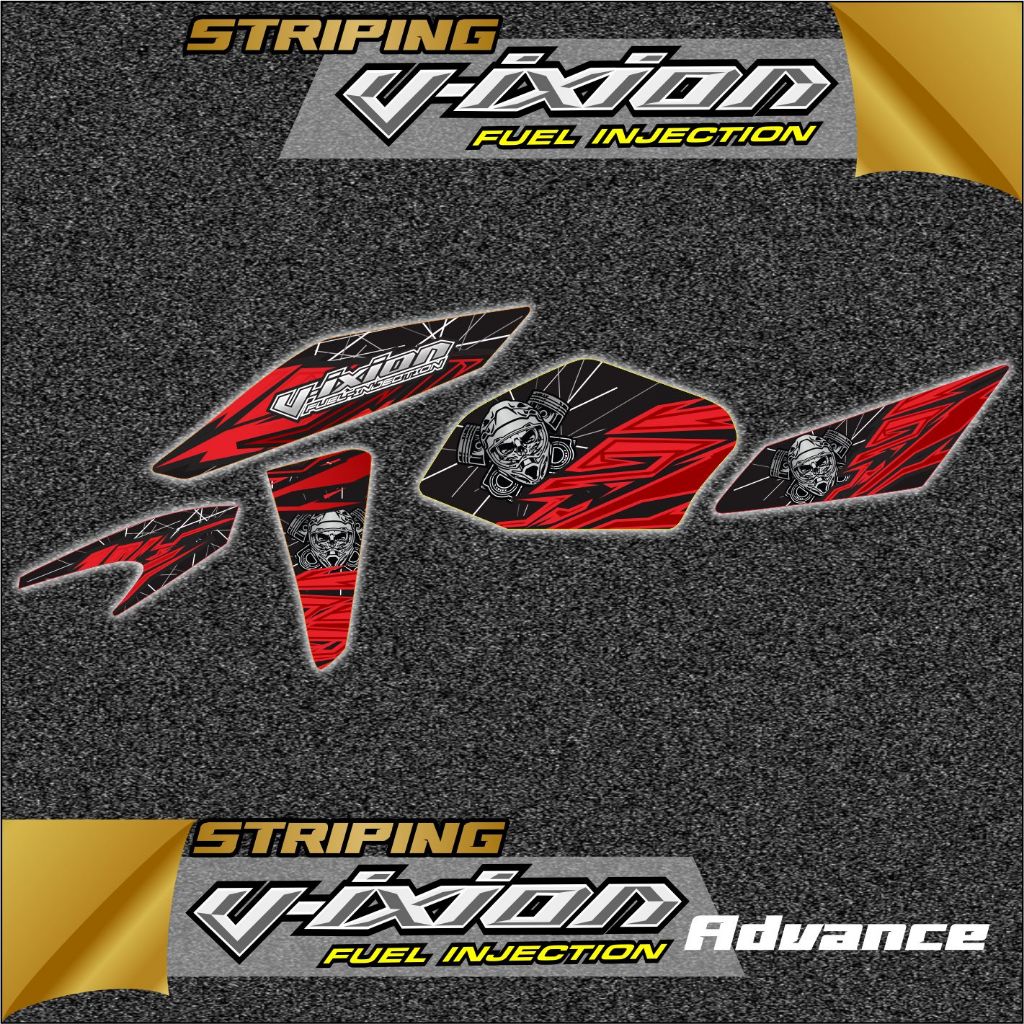 Stiker striping variasi vixion new ADVANCE striping vixion tengkorak motif racing stiker vixion kere