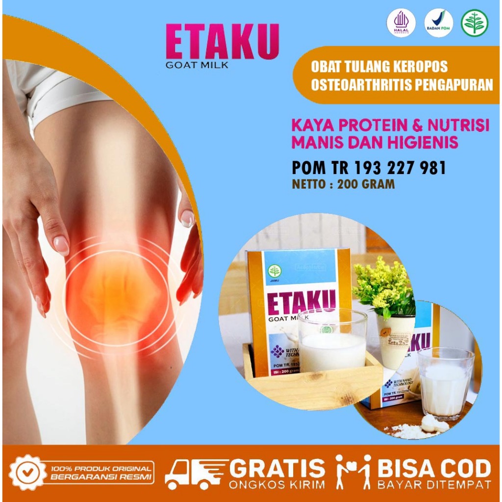 

Susu Bubuk Kambing Etawa - Etaku Obat Tulang Keropos, Osteoarthritis Pengapuran Tulang Sendi Degeneratif
