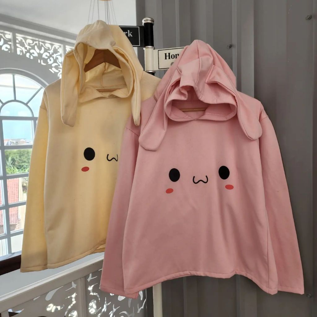 ( isi 2 pcs ) Jaket couple pasangan terbaru HOODIE RABBIT / sweater couple pasangan atasan crewneck 