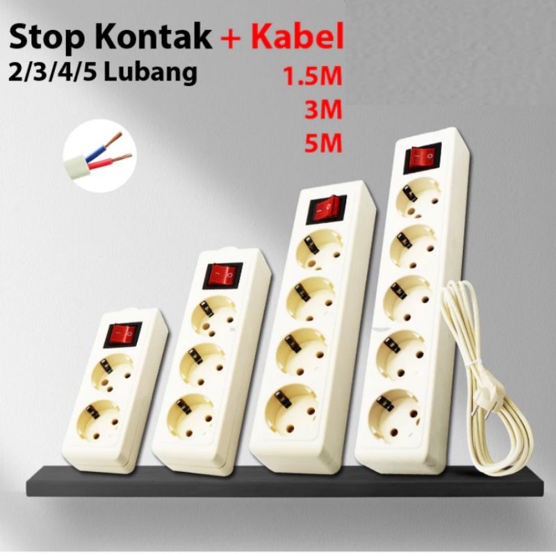 Stop Kontak Kabel 2/3/4/5 Lubang 3 Meter Stop Kontak Listrik