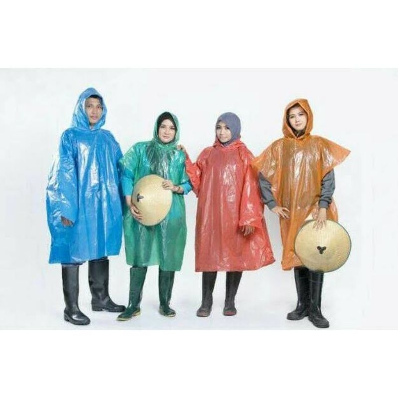 ATASAN Jas Hujan Plastik Ponco - Mantol Plastik Lengan Panjang HDPE - WNR ( 1 PCS ) Mantel Plastik P