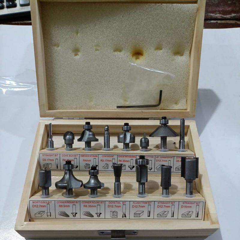 MATA ROUTER BIT SET BRAXTER / RYU 15PCS 6,35MM SHANK