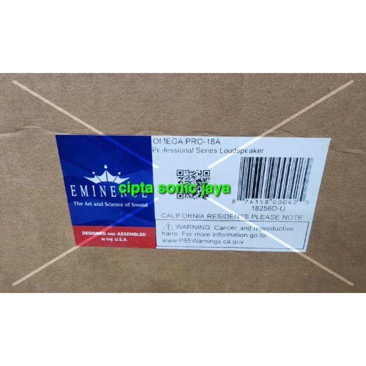 Speaker Component 18 Inch Eminence Omega Pro 18A / Omega Pro18A ORIGINAL