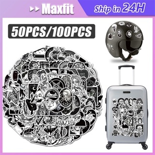 

100Pcs/Set Gothic Stiker Graffiti Horor Stiker Sticker Punk Art Stikers Warna Hitam Putih Tahan Air Diy Luggage Laptop Skateboard Decals Doodle Stikers
