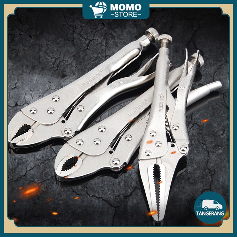 9.5 Inch Tang Buaya Besar Tipe C Tang Buaya Lurus Baja Karbon Tinggi Locking Plier Manual Pressure