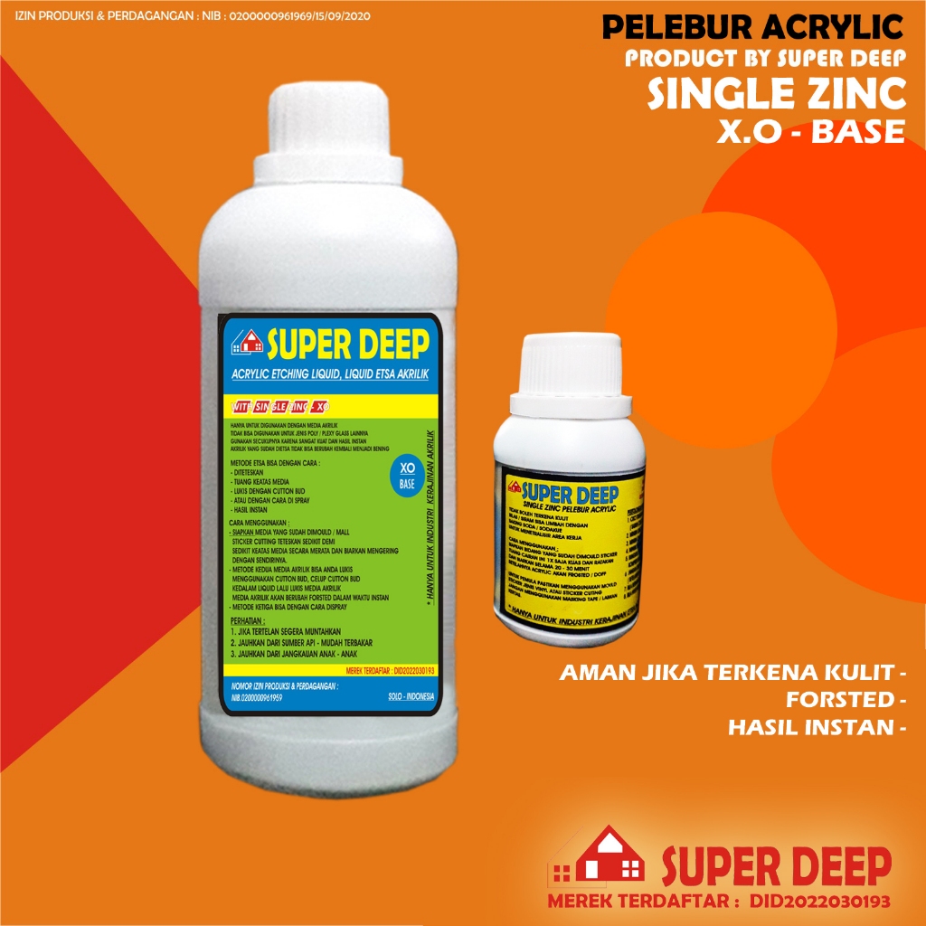 SUPER DEEP XO-BASE, Cairan Pelebur Akrilik INSTAN, Acrylic Etching Liquid, Frosted Akrilik, Cairan p