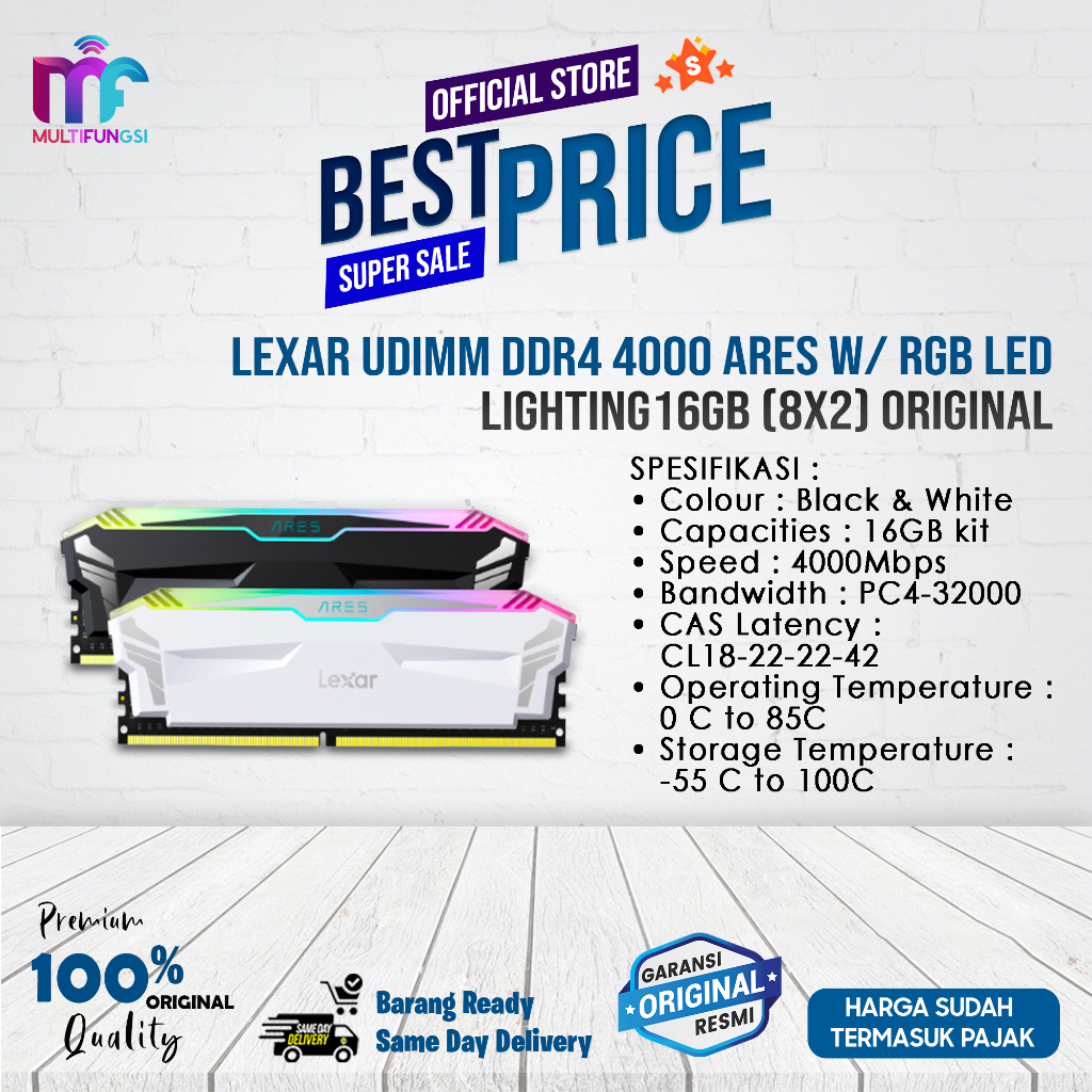 Lexar UDIMM DDR4 4000 Ares w/ RGB LED lighting - 16GB
