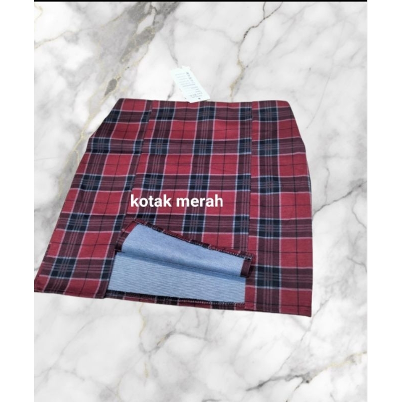 ROK MINI WANITA ROK SPAN MOTIF KOTAK KOTAK