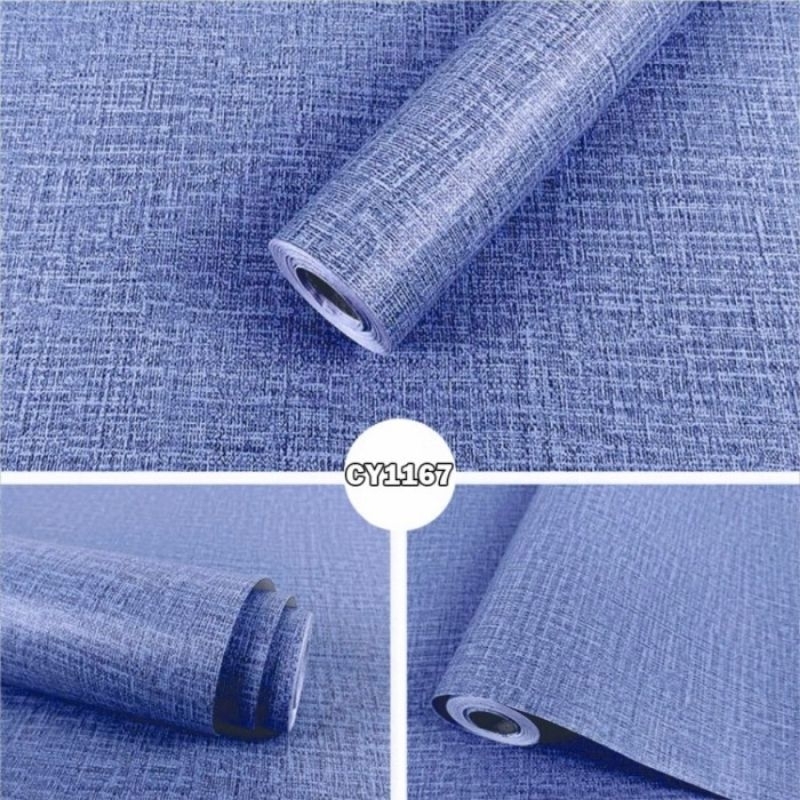 Wallpaper Sticker Dinding Motif Polos Ungu Serat Kain CY1167