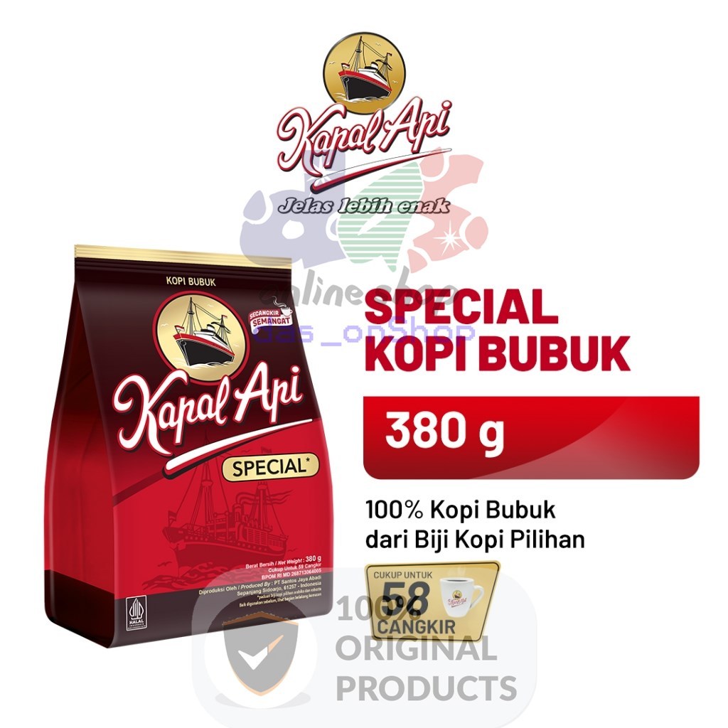 Kapal Api Special Merah Kopi Tanpa Gula 380g 380gr 380 gram