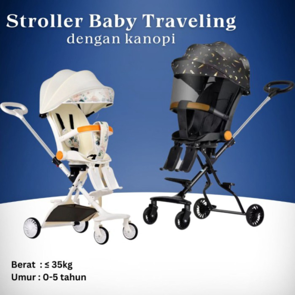 Dijual Kereta Dorong Bayi Bisa Hadap Depan Belakang Stroller Baby Travelling - STROLLER HITAM Limite