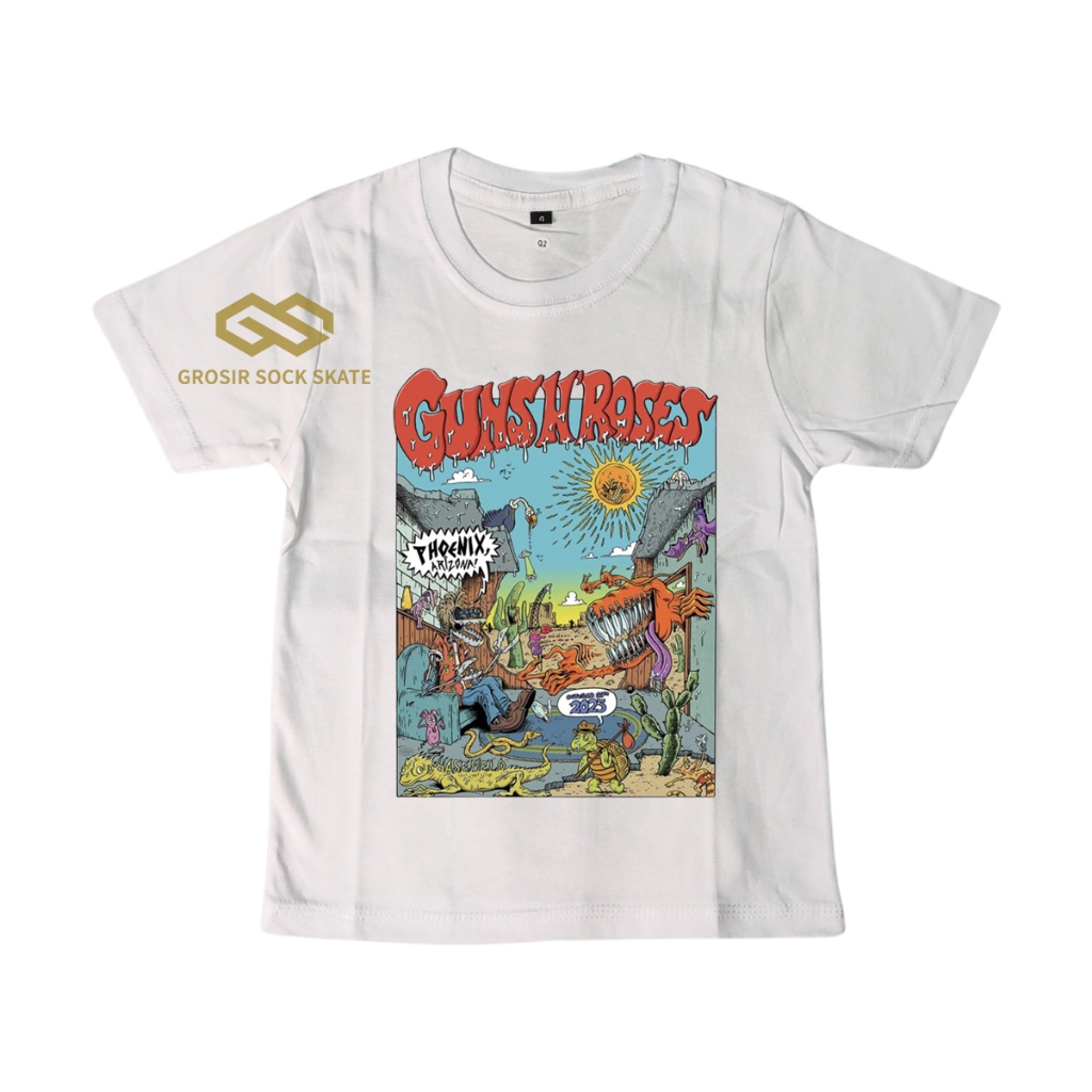 KAOS BAND ANAK/ KAOS MUSIK GUNS N ROSES PUTIH