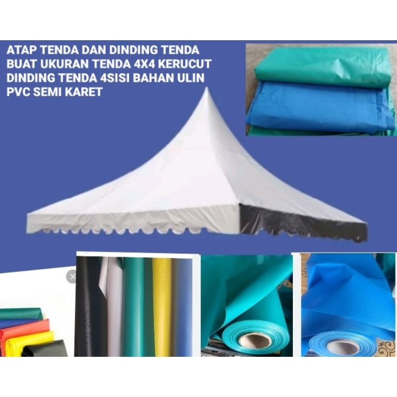 Atap dinding tenda kerucut ukuran 3x3 4x4 bahan ulin pvc semi karet