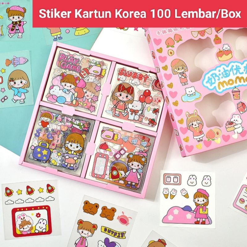 

Stiker Momo 100 Lembar 1 Box Sticker Viral Plus Box Stiker 2D isi 100 Pcs