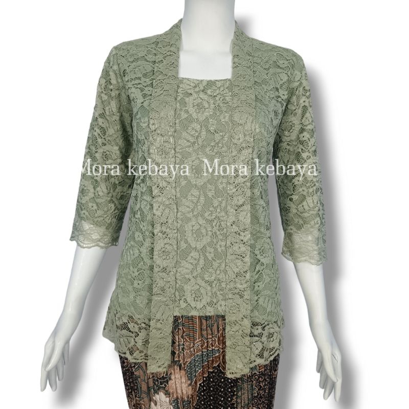 Moramora_kebaya  Kebaya kutubaru lengan 7/8 bahan brokat cornelly sudah lapis furing hygent sampai l