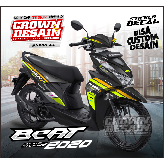 DECAL BEAT NEW DELUXE MOTIF MOONEY VR46 ROSSI - STRIPING BEAT NEW ROSSI - BNF