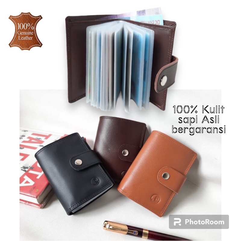Dompet Kartu Kulit Asli 22 slot kartu dan 1 slot uang /Dompet tempat kartu kulit sapi asli