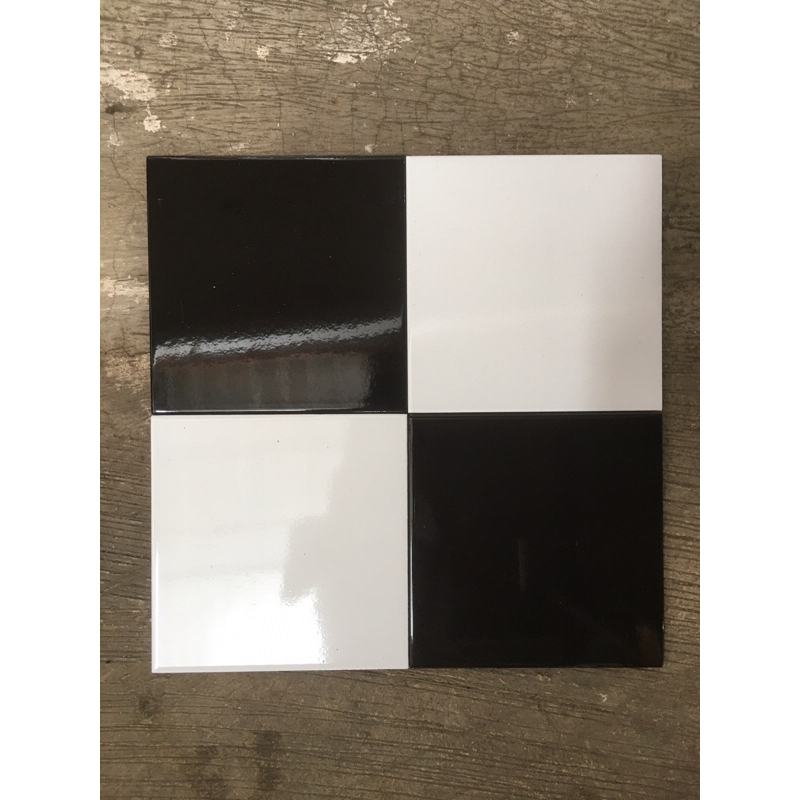 keramik 20x20 tegel kilap glossy lantai dinding makam dapur kuburan white black kw1 ikad