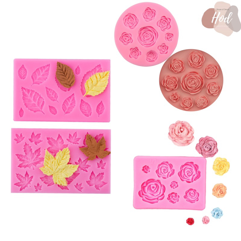 Cetakan Daun Untuk Silikon Puding Coklat Bentuk Daun Mawar Silicon Mold Rose Leaf