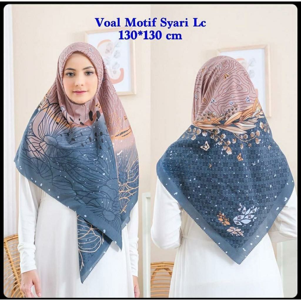 Hijab segiempat motif  130x130 cm/ hijab voal motif / jilbab motif voal / segi empat motif premium
