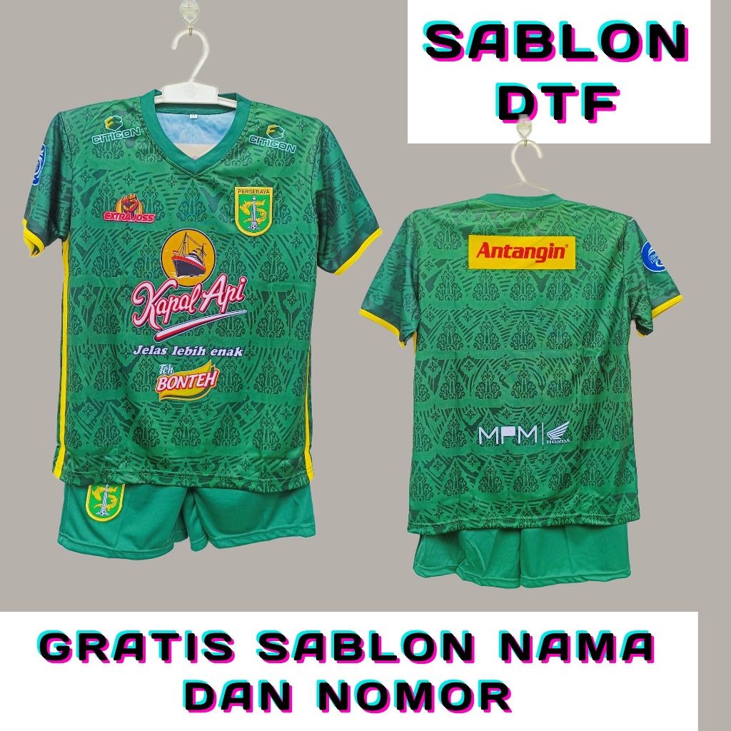 gratis custom nama dan nomor jersey persebaya surabaya auri sport usia 7-15thn