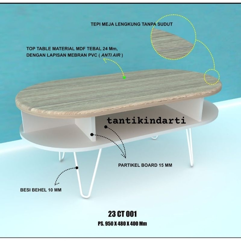 MOANA COFFE TABLE, MEJA TAMU MINIMALIS, MEJA KOPI, MEJA MULTIFUNGSI MEJA LENGKUNG TANPA SUDUT TOP TA