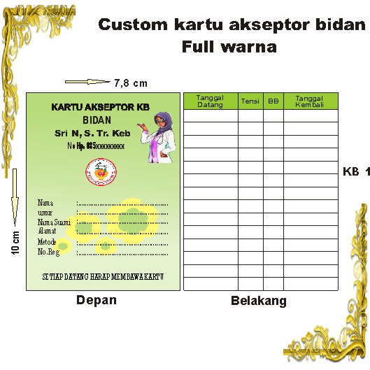 

KARTU KB - KARTU AKSEPTOR KB BIDAN CUSTOM/KARTU KB CUSTOM