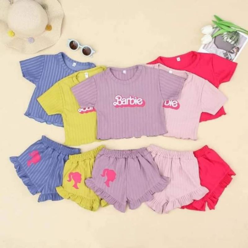 BAJU BAYI/SET ANAK KNIT HOTPANTS/BARBIE