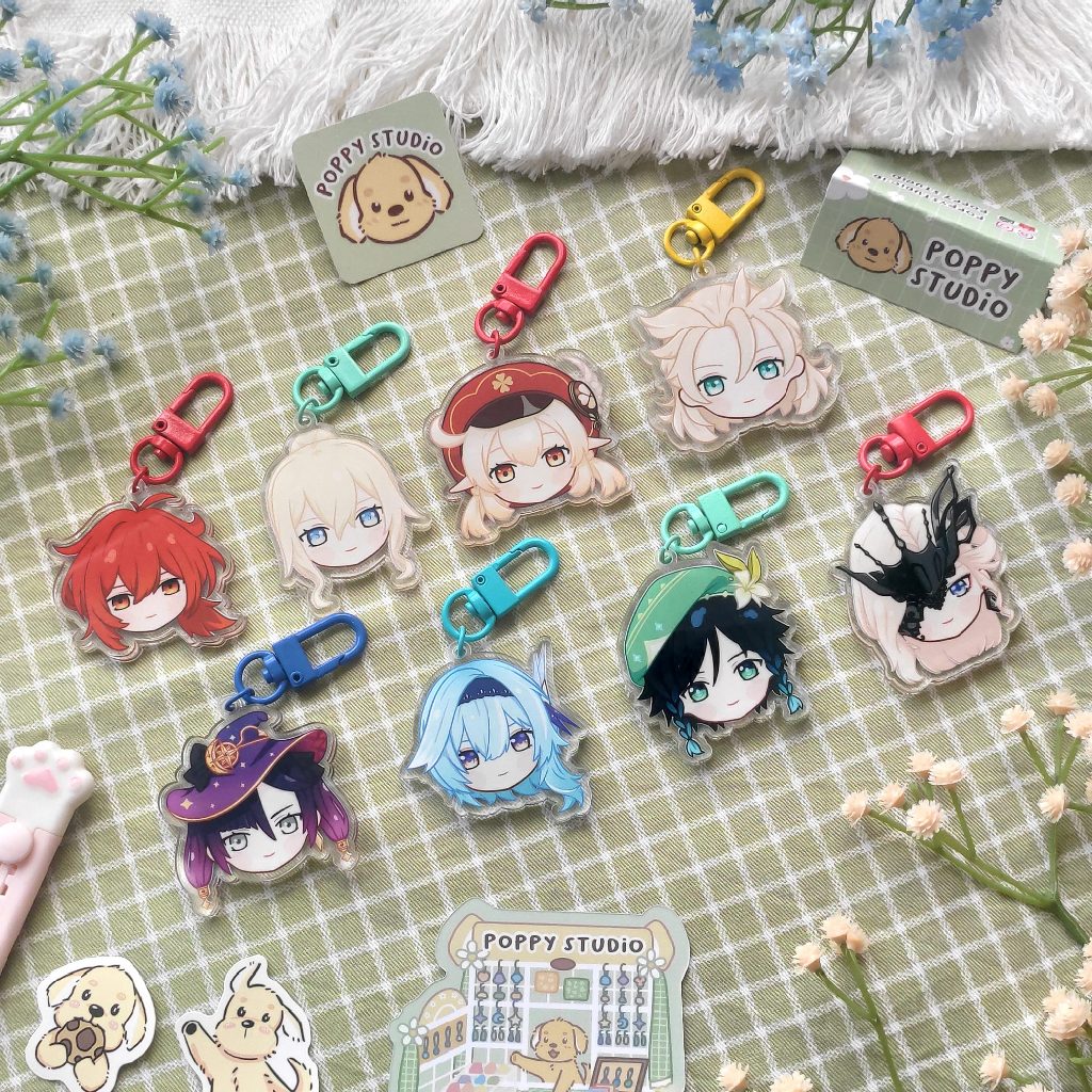 MONDSTADT PEEPS | Genshin Impact Keychain Gantungan Kunci | Diluc Klee Jean Albedo Venti Eula Mona R
