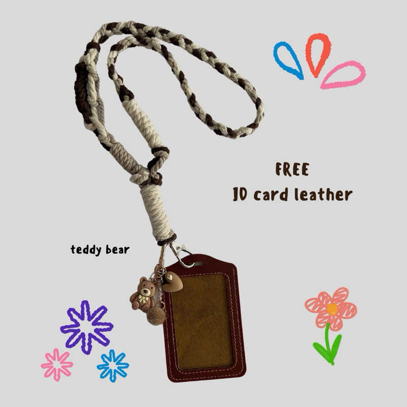 

Macrame Lanyard / Gantungan Tali ID Card / Lanyard ID Card / Name Tag Macrame Teddy Bear