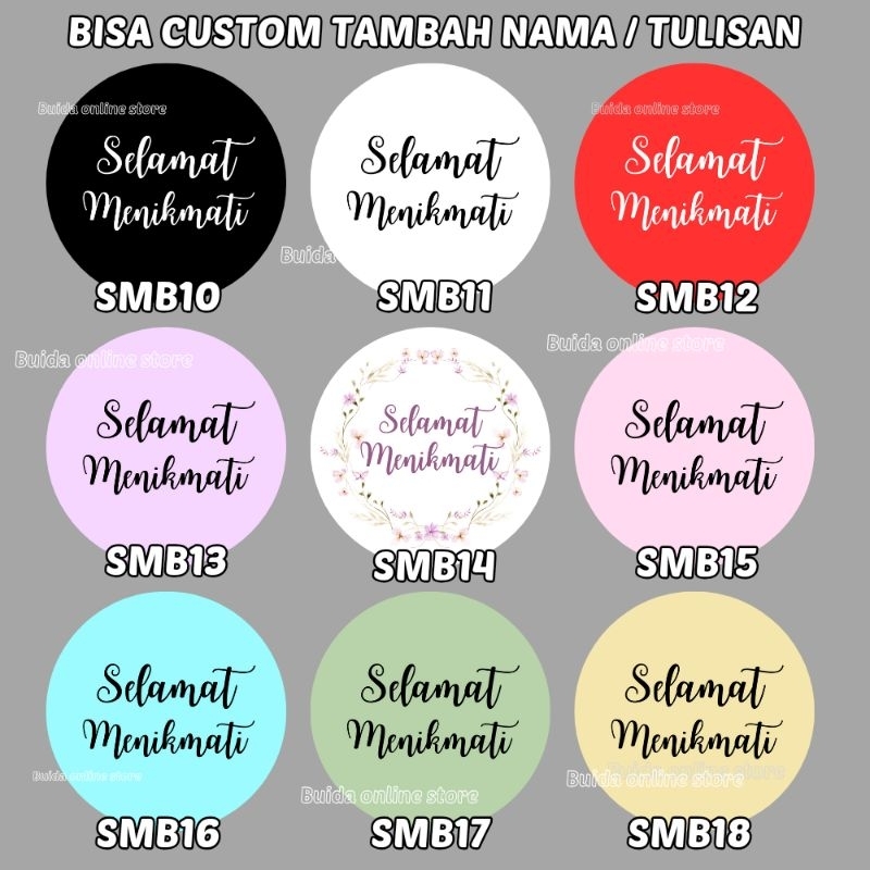 

Stiker Sticker Label Selamat Menikmati Bulat Bisa Custom Diameter 4,4cm 5,4cm 7cm Kemasan Segel Sealer hampers parcel bingkisan dus box kotak kue nasi paperbag toples mika
