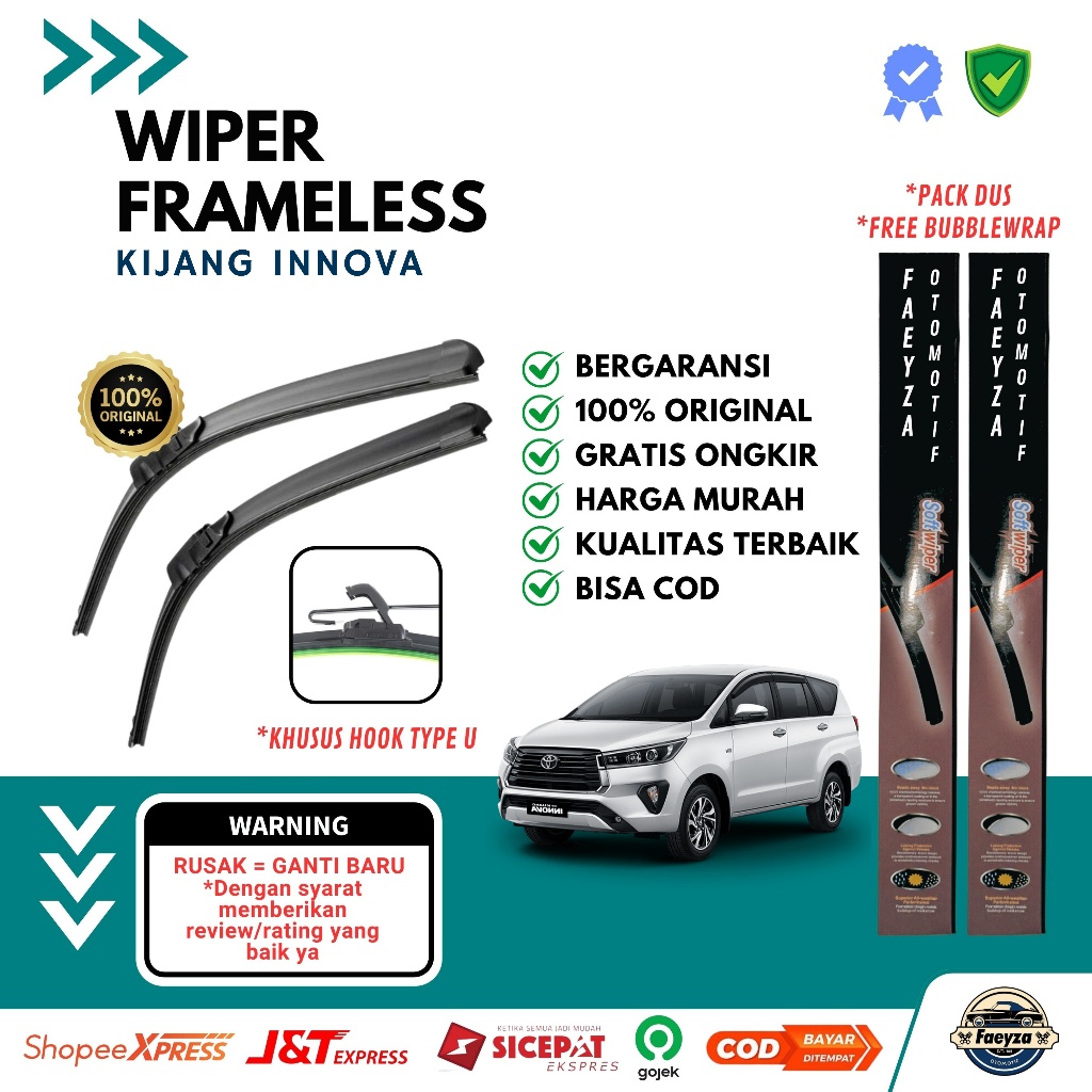 Wiper Frameless Kijang Innova 1 Set Kanan Kiri Wiper Kaca Mobil Frameless Murah Kijang Innova Wiper 