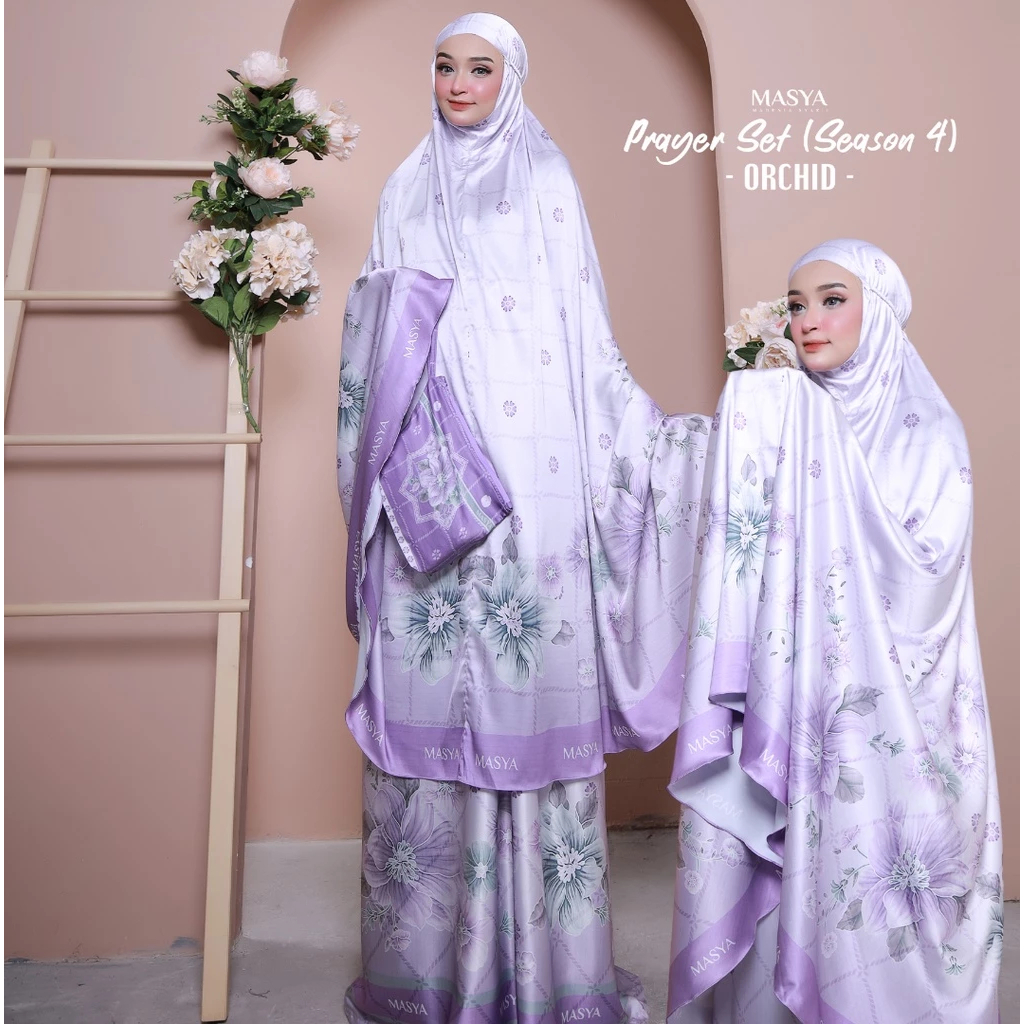 Mukena Mukenah Mewah Prayer Set Armani Silk Warna Hitam - Pink - Ungu - Biru Muda - Coklat - Olive -