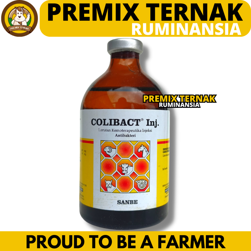 COLIBACT INJEKSI 100ML SANBE - Obat Antibiotik Hewan Mencret Diare Sapi Kambing Domba