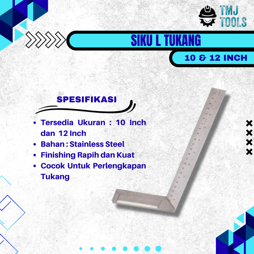 

Penggaris Siku Tukang 12 Inch Siku L 12" Garisan Meter Tukang Sudut 30Cm Bahan Besi Stanless TEBAL SOLID KUAT