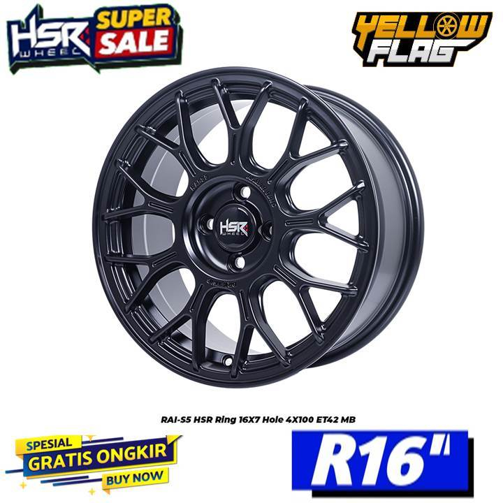 RAI S5 RING 16 SALE VELG MOBIL HSR RACING R16 LEBAR 7