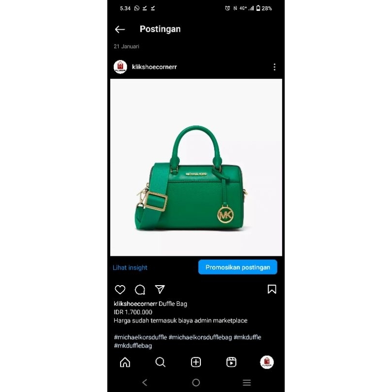 michael kors mk duffle bag