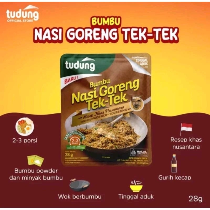 

Bumbu Nasi Goreng Tek2 Merk Tudung 28gr 2-3 porsi tinggal aduk dg nasi panas no ribet