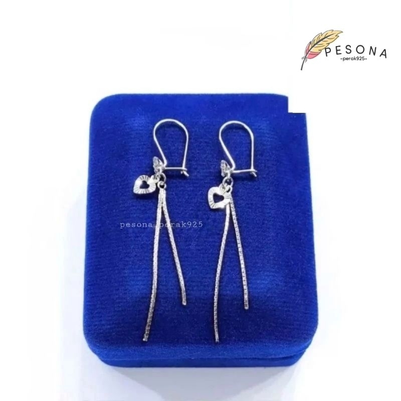 Anting Perak Asli Silver Wanita 925 Lapis Emas Putih Model Panjang _ Anting Perak