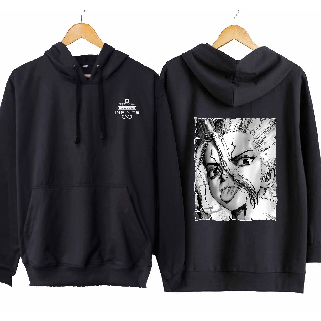 Jaket hoodie jumper infinite anime SENKU X ALBERT EINSTEIN - DR. STONE material cotton fleece