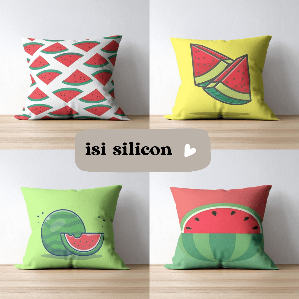 Bantal Sofa 50x50 Kain Katun Printing Dan Isi Full Silikon Motif Semangka