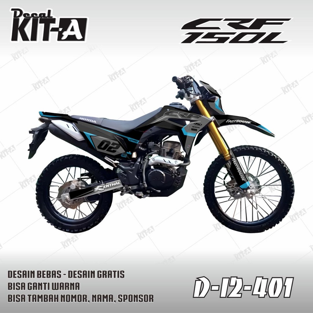 Decal CRF 150 L - Stiker Motor Crf 150 L MOTIF SIMPLE HITAM ABU2 D-I2-401