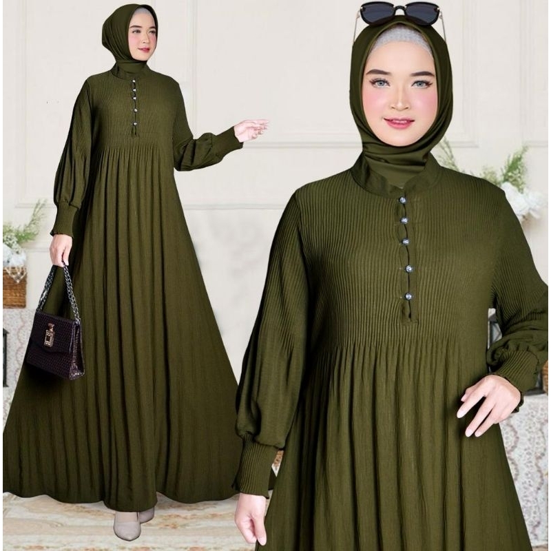 GAMIS PLISKET | GAMIS PLISKET KANCING | GAMIS PLISKET CRINKLE PREMIUM