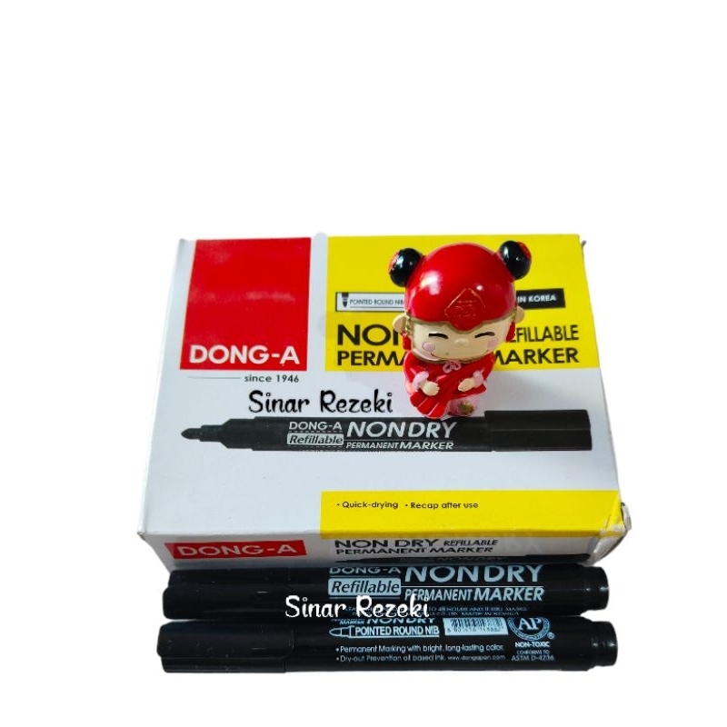 

12 buah!!Non dry permanent marker dong a refillable/spidol permanen dong a