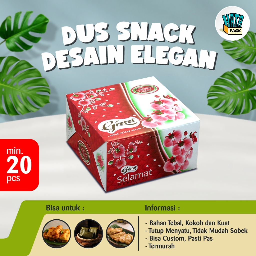 Dus Box Kue / Dus Snack Hansel / Gretel Ukuran 12 x 12 x 7 cm / Dus Box Kue Hansel Bandung