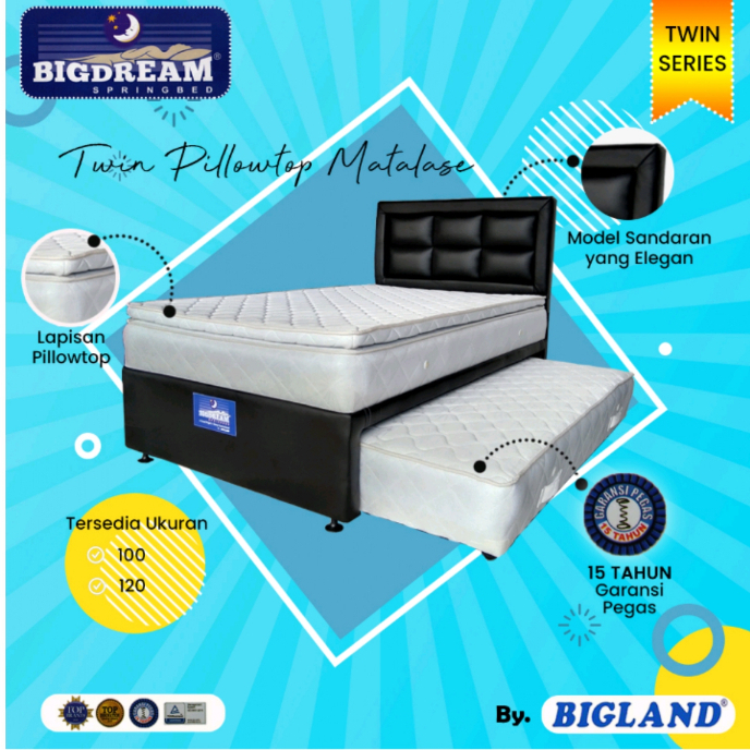 SPRINGBED 2 IN 1 BIGDREAM EKONOMI KARAKTER PILLOWTOP MATALASE BIGLAND