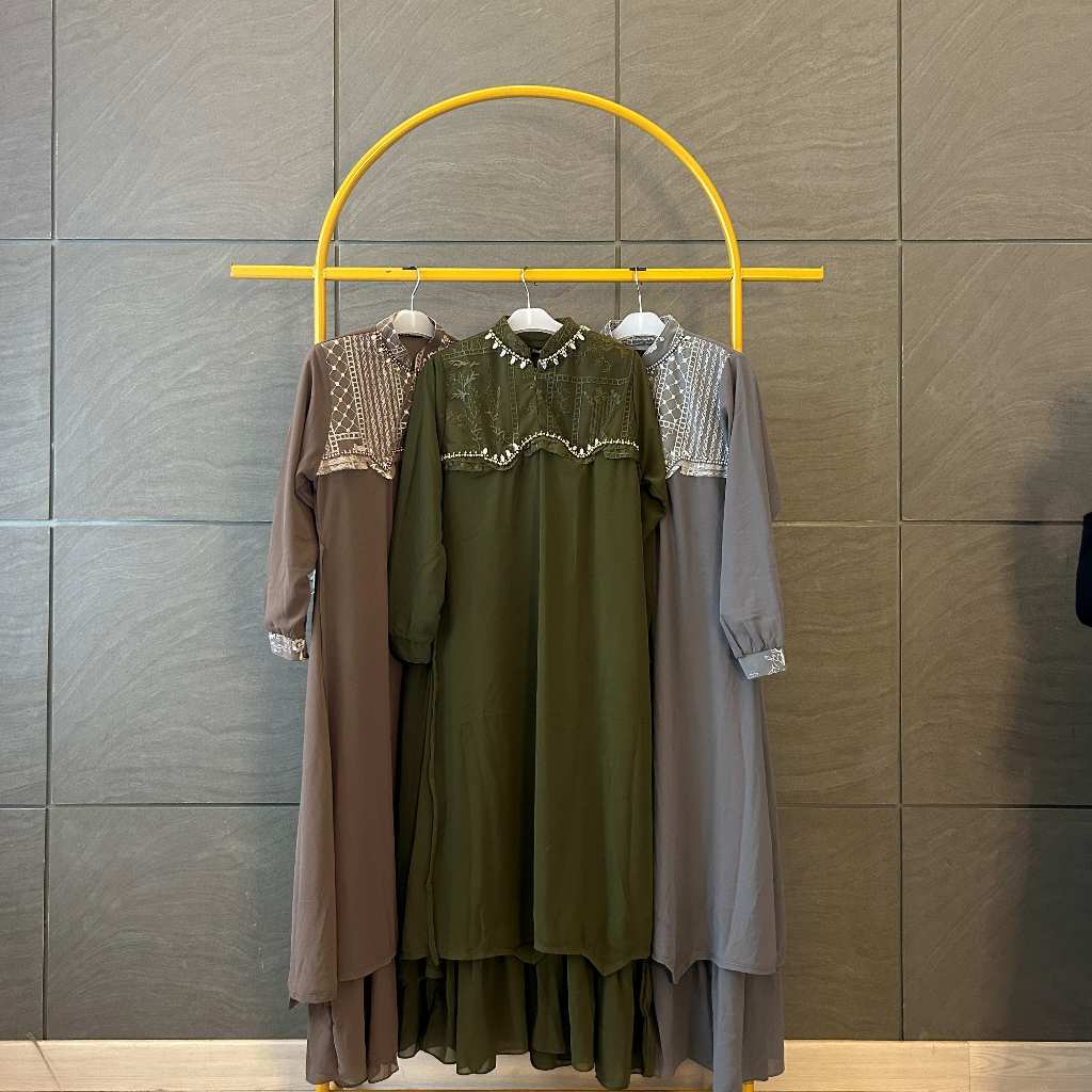 SLAVINA MALAYSIAN DRESS Set Hijab (Malaysian Dress Wanita Mewah Elegan dengan Bahan Ceruty Babydoll+
