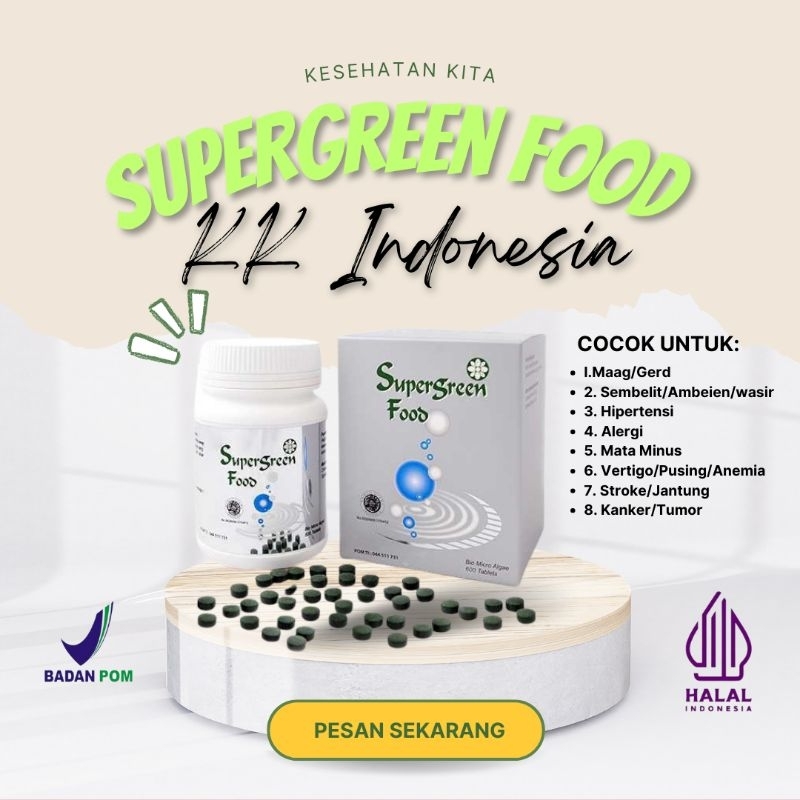 Supergreen Food SGF Suplemen Makanan Sel 150 tabs KK Indonesia Halal